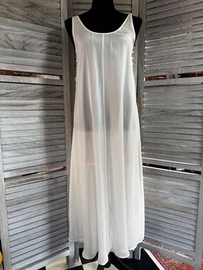 Lunya Prima Silk Chiffon Overlay Maxi Dress White XS